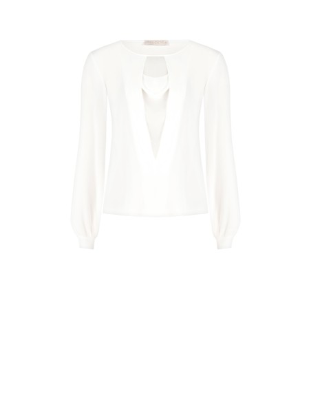 Getailleerde blouse van georgette met diepe V-hals van Rinascimento