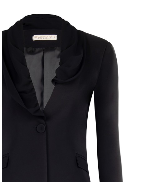 Lange blazerjas met revers in georgette van Rinascimento