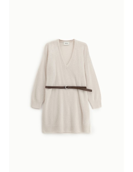 Korte jurk met riem en V-hals Dixie