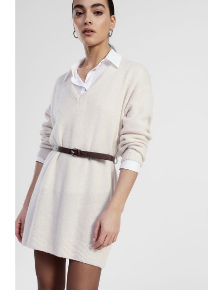 Korte jurk met riem en V-hals Dixie