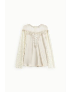 Dixie-blouse met kanten mouwen en ronde halslijn 2