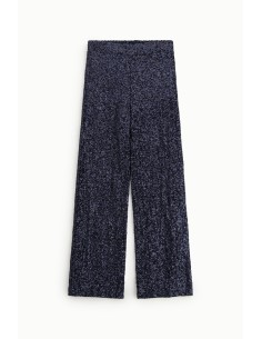 Dixie Palazzo-broek met glanzende textuur en wijde pijpen