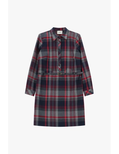 Korte geruite jurk met riem en klassieke kraag Dixie