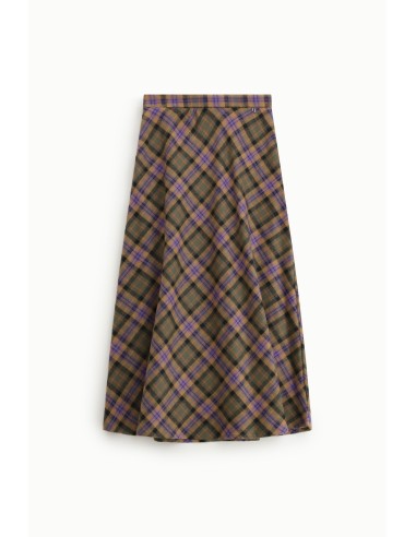 Dixie midi-rok met klokkensnit en Schotse ruitprint