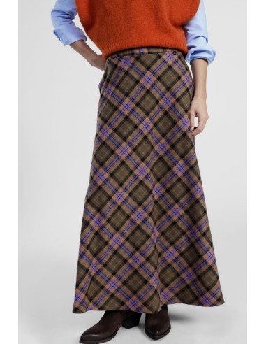 Dixie midi-rok met klokkensnit en Schotse ruitprint