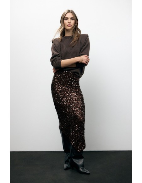Asymmetrische rok met pailletten en geometrische snit van Dixie