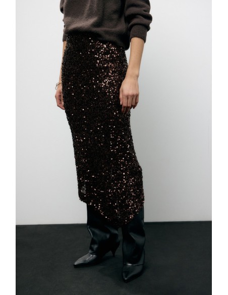 Asymmetrische rok met pailletten en geometrische snit van Dixie
