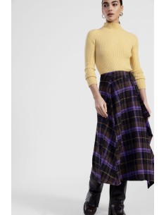 Dixie geruite rok met asymmetrische plooien