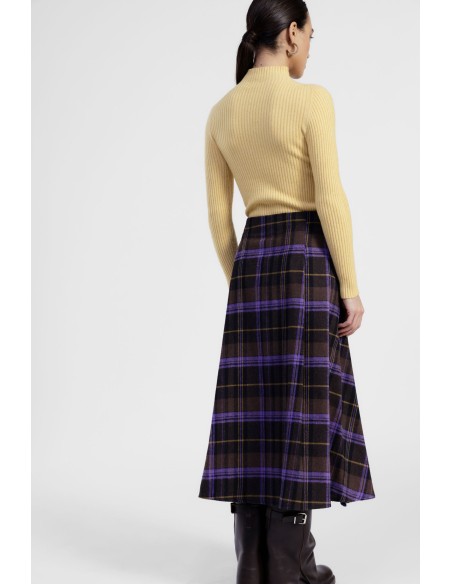 Dixie geruite rok met asymmetrische plooien