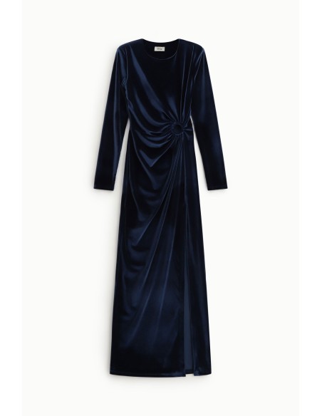 Lange gedrapeerde jurk met cut-out en split Dixie