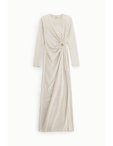 Lange gedrapeerde jurk met cut-out en split Dixie