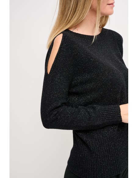 Lurex trui met cut-out Maryley