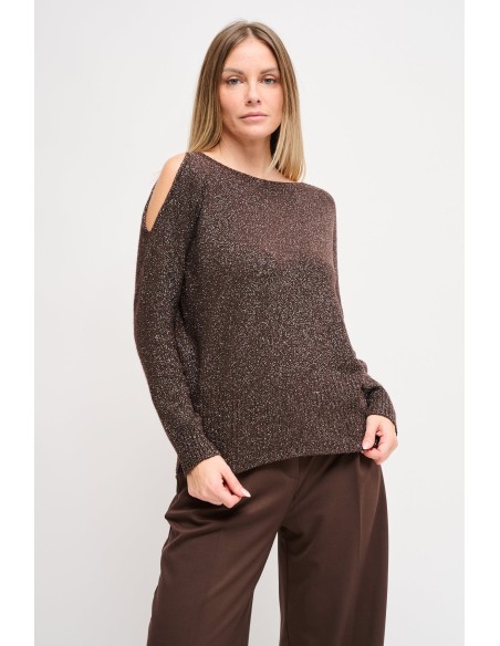 Lurex trui met cut-out Maryley