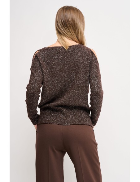 Lurex trui met cut-out Maryley