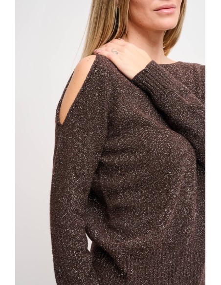 Lurex trui met cut-out Maryley