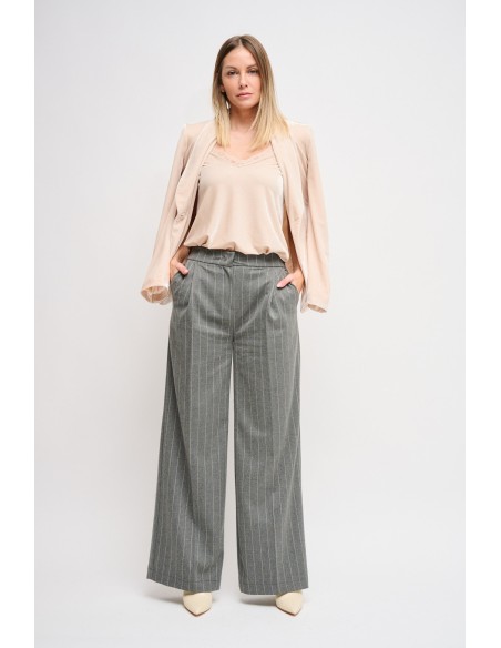 Maryley krijtstreep Palazzo-broek