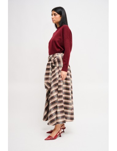 Geruite rok met knoop en mouweneffect Maryley