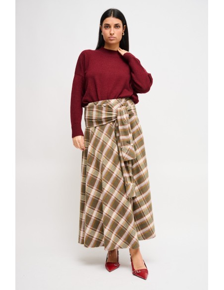 Geruite rok met knoop en mouweneffect Maryley