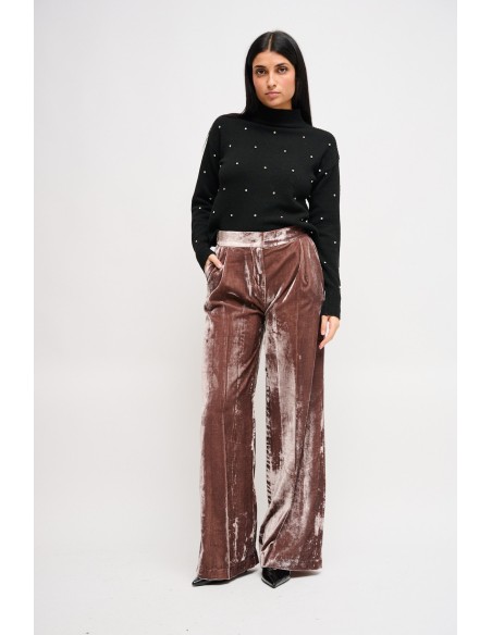 Maryley Palazzo-broek van glad fluweel