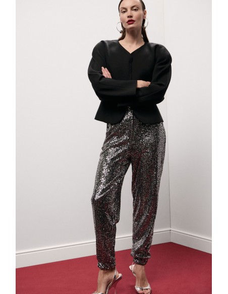 Dixie joggingbroek met pailletten en elastische boorden