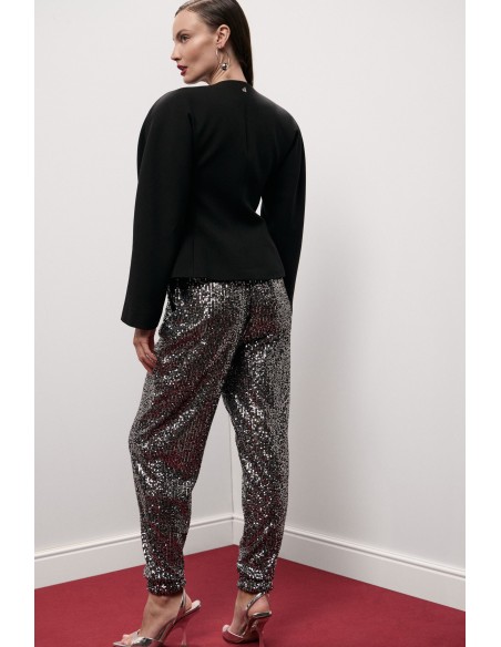 Dixie joggingbroek met pailletten en elastische boorden
