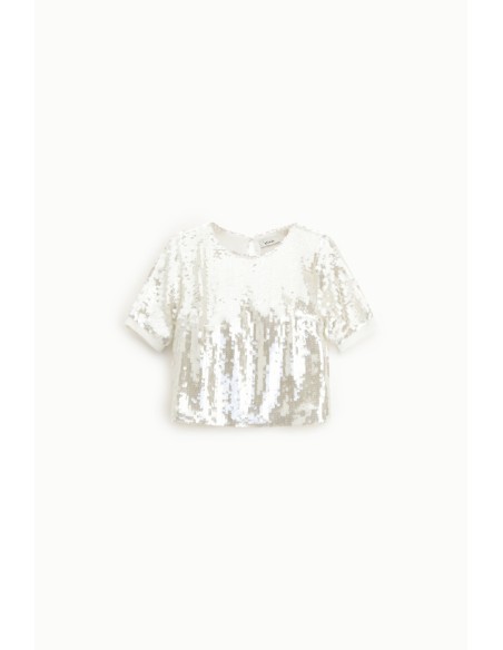 Dixie T-shirt met korte mouwen en glanzende pailletten