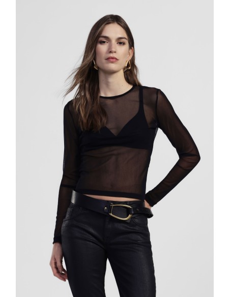 Dixie T-shirt met lange mouwen en transparant effect