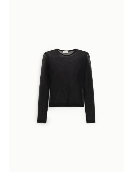Dixie T-shirt met lange mouwen en transparant effect