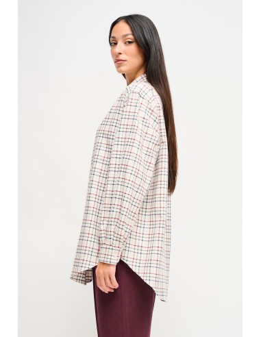 Geruite oversized blouse met juweelspeld Maryley