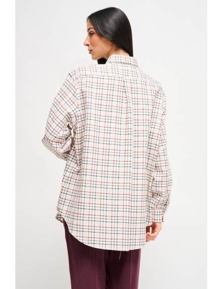 Geruite oversized blouse met juweelspeld Maryley