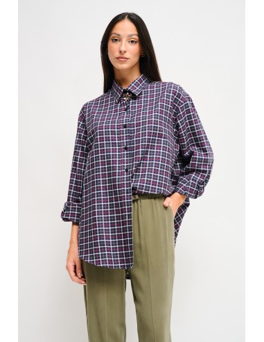 Geruite oversized blouse met juweelspeld Maryley