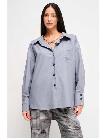 Oversized katoenen blouse met trekkoord van Maryley