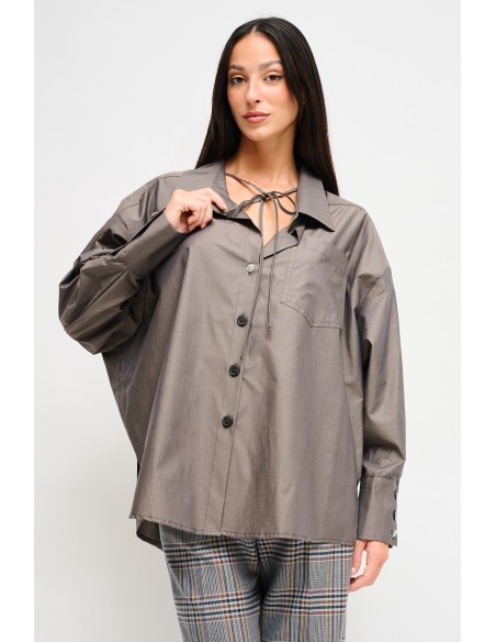 Oversized katoenen blouse met trekkoord van Maryley