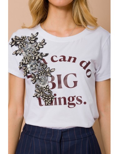 T-shirt “You Can Do Big Things” met juweelapplicatie Maryley
