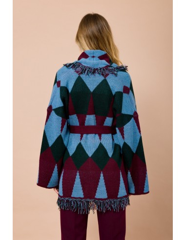 Kort vest met franjes en tailleceintuur van jacquard Maryley