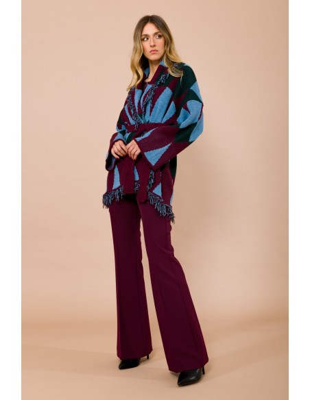 Kort vest met franjes en tailleceintuur van jacquard Maryley