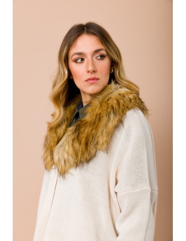 Maryley vest met V-hals en afneembare kraag van imitatiebont