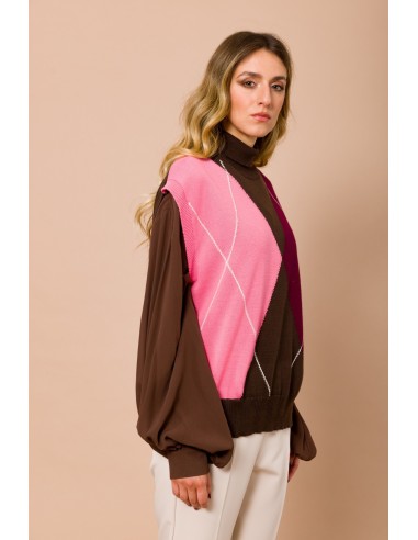 Oversized gilet met hoge kraag en argylemotief Maryley