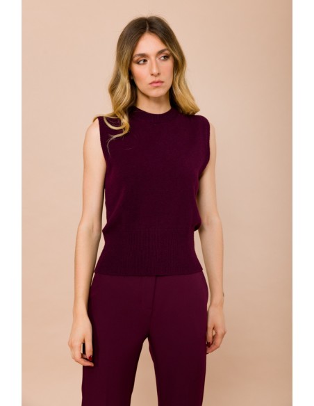 Maryley gebreid vest met ronde hals