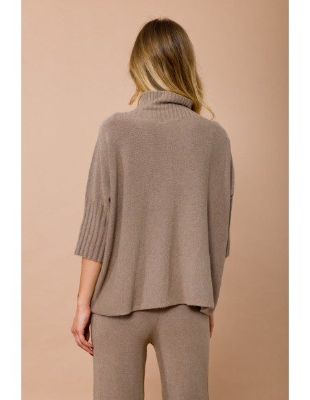 Oversized trui met hoge kraag en 3/4-mouwen van Maryley