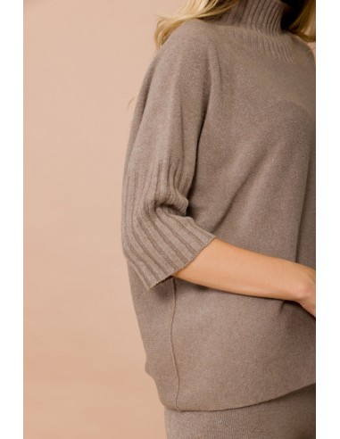 Oversized trui met hoge kraag en 3/4-mouwen van Maryley