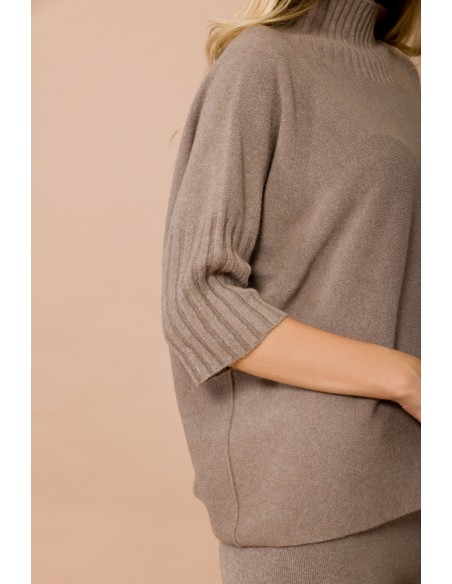 Oversized trui met hoge kraag en 3/4-mouwen van Maryley