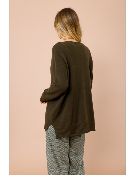 Oversized vest met V-hals en splitten aan de zijkanten van Maryley