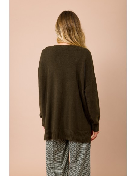 Oversized vest met V-hals en splitten aan de zijkanten van Maryley