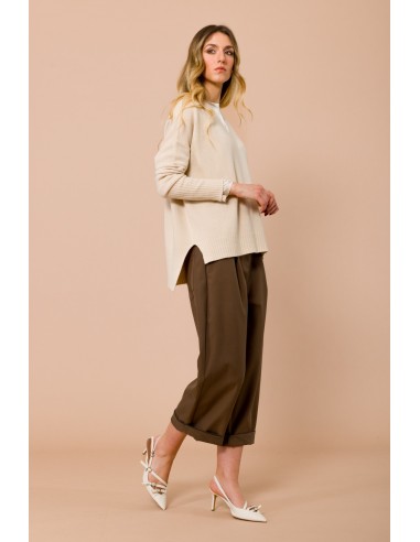 Oversized trui met V-hals en zijsplitten Maryley