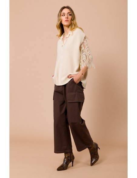 Oversized gebreid vest met V-hals van Maryley