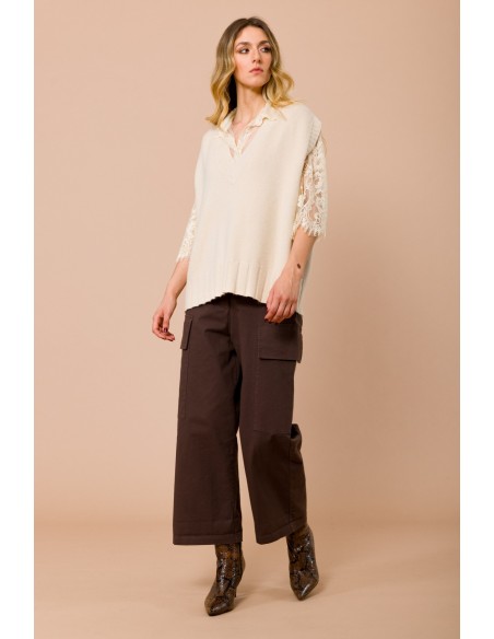 Oversized gebreid vest met V-hals van Maryley
