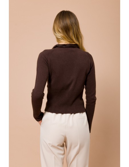 Kort vest met randen van imitatiebont van Maryley