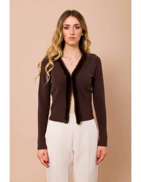 Kort vest met randen van imitatiebont van Maryley