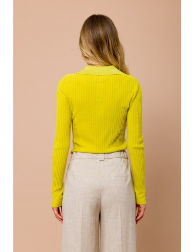 Gebreide ribpolo met lurexkraag Maryley